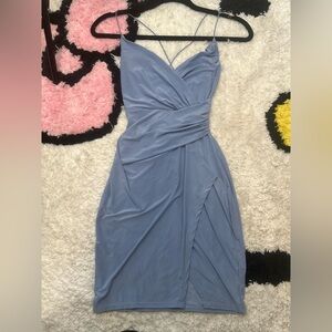 Elegant Blue Wrap Dress